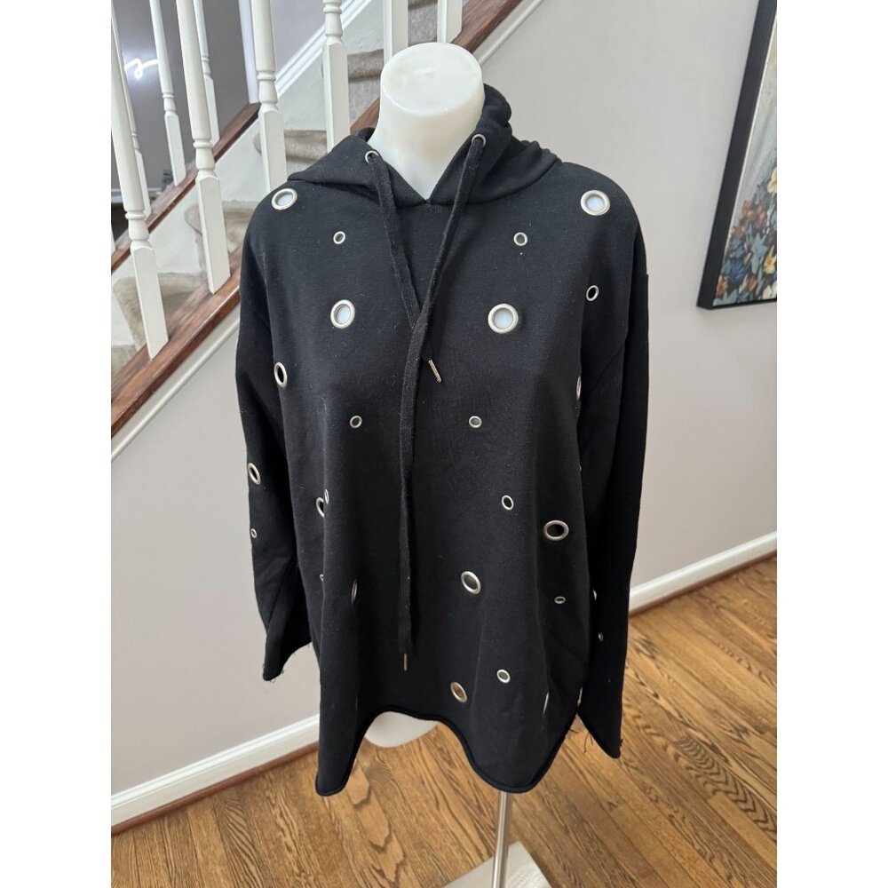 POL Black Hoodie with Eyelet Accents